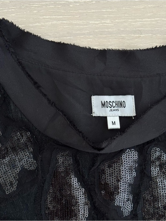 Moschino Jeans Silk Shift Dress with Sequin Embroidery - Size M - Picture 4 of 7